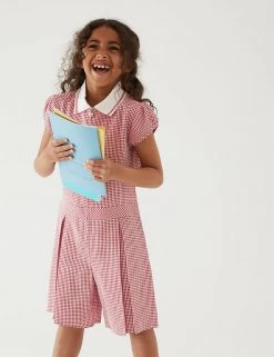 Dresses Girls' Gingham Pleated Zip School Playsuit (2-14 Yrs) -School Uniform Sales Store SD 04 T76 6482 B0 X EC 0