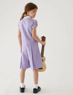 Dresses Girls' Gingham Pleated Zip School Playsuit (2-14 Yrs) -School Uniform Sales Store SD 04 T76 6482 G0 X EC 2