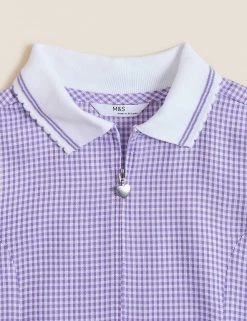 Dresses Girls' Gingham Pleated Zip School Playsuit (2-14 Yrs) -School Uniform Sales Store SD 04 T76 6482 G0 X EC 5