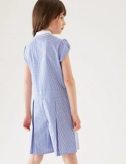 Dresses Girls' Gingham Pleated Zip School Playsuit (2-14 Yrs) -School Uniform Sales Store SD 04 T76 6482 O4 X EC 2