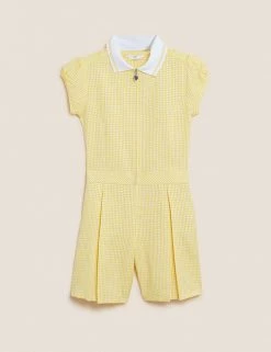 Dresses Girls' Gingham Pleated Zip School Playsuit (2-14 Yrs) -School Uniform Sales Store SD 04 T76 6482 R0 X EC 90