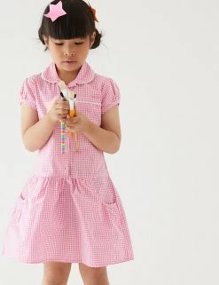 M&S Collection 2pk Girls' Cotton Gingham School Dresses (2-14 Yrs) -School Uniform Sales Store SD 04 T76 6487 A0 X EC 0