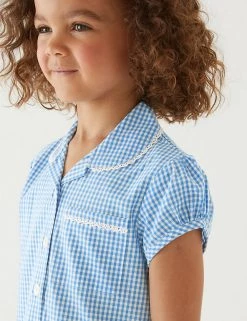 M&S Collection 2pk Girls' Cotton Gingham School Dresses (2-14 Yrs) -School Uniform Sales Store SD 04 T76 6487 E1 X EC 1