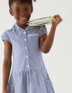 M&S Collection 2pk Girls' Cotton Gingham School Dresses (2-14 Yrs) -School Uniform Sales Store SD 04 T76 6487 F0 X EC 1