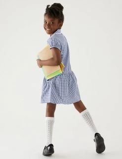 M&S Collection 2pk Girls' Cotton Gingham School Dresses (2-14 Yrs) -School Uniform Sales Store SD 04 T76 6487 F0 X EC 2
