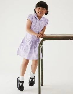M&S Collection 2pk Girls' Cotton Gingham School Dresses (2-14 Yrs) -School Uniform Sales Store SD 04 T76 6487 G0 X EC 0
