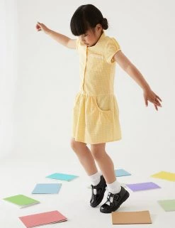 M&S Collection 2pk Girls' Cotton Gingham School Dresses (2-14 Yrs) -School Uniform Sales Store SD 04 T76 6487 R0 X EC 0