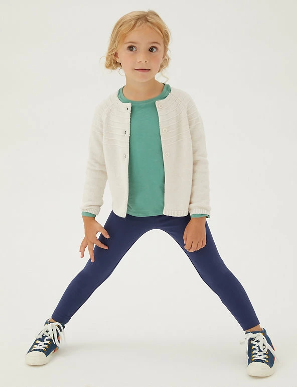 M&S Collection 5pk Cotton Rich Plain Leggings (2-7 Yrs) 4 M&S Collection 5pk Cotton Rich Plain Leggings (2-7 Yrs) - Image 2