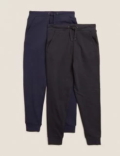 M&S Collection 2pk Cotton Rich Joggers (6-16 Yrs)