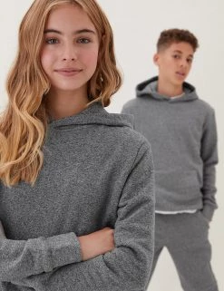 M&S Collection Jumpers Unisex Cotton Rich Hooded Sweatshirt (6-16 Yrs) -School Uniform Sales Store SD 04 T87 4112B VP X EC 0