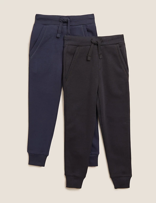 M&S Collection 2pk Cotton Rich Joggers (2-7 Yrs) 3 M&S Collection 2pk Cotton Rich Joggers (2-7 Yrs)