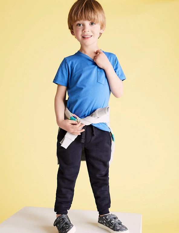 M&S Collection 3pk Cotton Rich Joggers (2-7 Yrs) 3 M&S Collection 3pk Cotton Rich Joggers (2-7 Yrs)