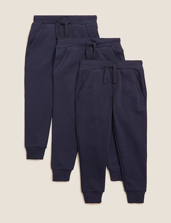 M&S Collection 3pk Cotton Rich Joggers (2-7 Yrs) 4 M&S Collection 3pk Cotton Rich Joggers (2-7 Yrs) - Image 2