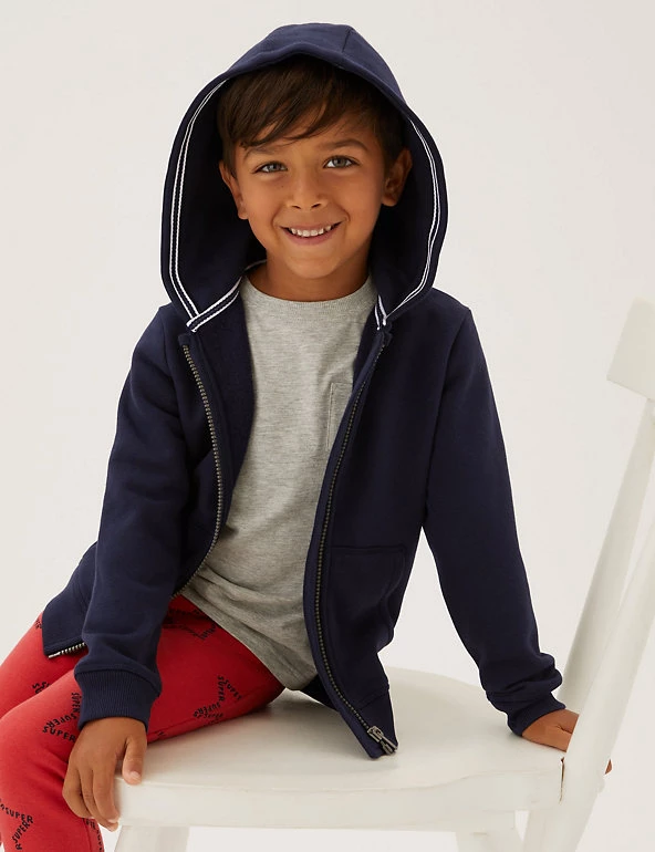 M&S Collection Jumpers Cotton Rich Plain Hoodie (2-7 Yrs) 3 M&S Collection Jumpers Cotton Rich Plain Hoodie (2-7 Yrs)