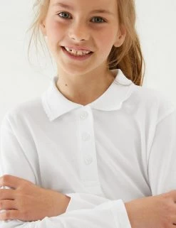 M&S Collection Offers School Girls' Pure Cotton Polo Shirt (2-18 Yrs) -School Uniform Sales Store SD 04 T93 1784 Z0 X EC 2