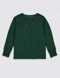 M&S Collection Cardigans Cotton Sweat School Cardigan With StayNEW™ (2-16 Yrs)