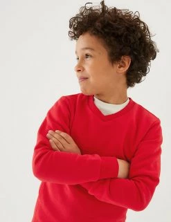 M&S Collection Jumpers Cotton Unisex V-Neck Sweatshirt (2-16 Yrs) -School Uniform Sales Store SD 04 T93 2275 B0 X EC 2
