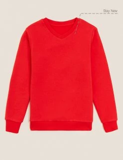 M&S Collection Jumpers Cotton Unisex V-Neck Sweatshirt (2-16 Yrs) -School Uniform Sales Store SD 04 T93 2275 B0 X EC 90