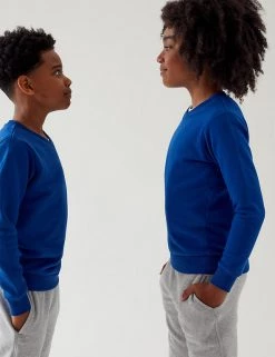 M&S Collection Jumpers Cotton Unisex V-Neck Sweatshirt (2-16 Yrs) -School Uniform Sales Store SD 04 T93 2275 RA X EC 0