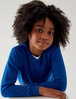M&S Collection Jumpers Cotton Unisex V-Neck Sweatshirt (2-16 Yrs) -School Uniform Sales Store SD 04 T93 2275 RA X EC 2