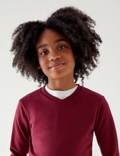 M&S Collection Jumpers Cotton Unisex V-Neck Sweatshirt (2-16 Yrs) -School Uniform Sales Store SD 04 T93 2275 XM X EC 2