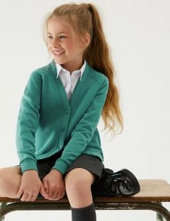 M&S Collection Cardigans Girls' Cotton Regular Fit School Cardigan (2-16 Yrs)