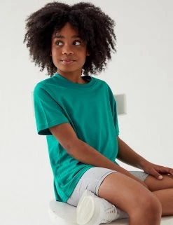 M&S Collection PE Kit Unisex Pure Cotton T-Shirt (2-16 Yrs) -School Uniform Sales Store SD 04 T93 2760 XS X EC 1
